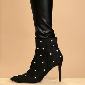 Black Pearl Pointed Toe Ankle Booties